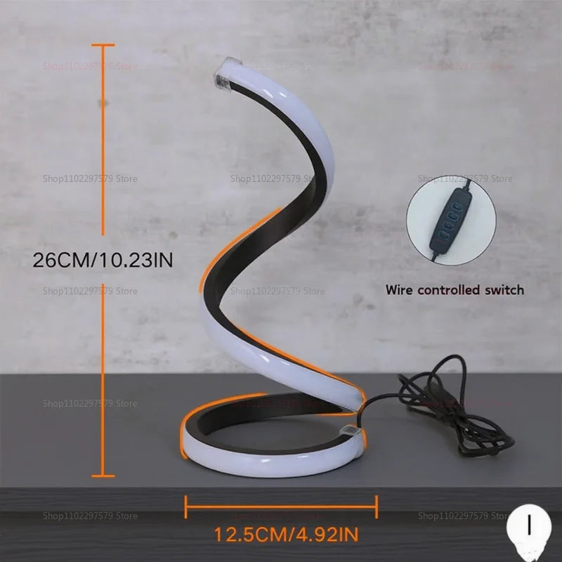LED Night Light Spiral Desk Lamp Adjustable Bedroom Living Room Office Decoration Eco-Friendly Luminous Lighting