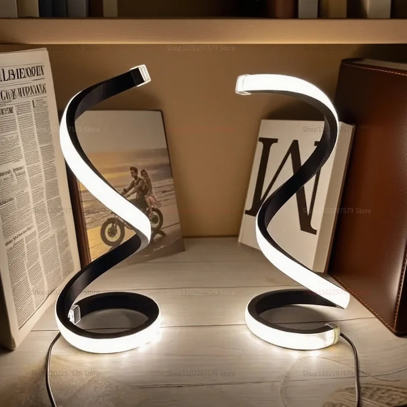 LED Night Light Spiral Desk Lamp Adjustable Bedroom Living Room Office Decoration Eco-Friendly Luminous Lighting